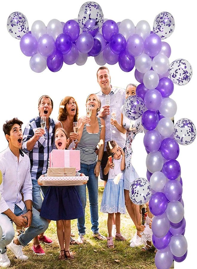 Lazybeee مجموعة بالونات لايزيبي 112 قطعة من بالونات الكونفيتي البنفسجية واللافندر والأبيض، مثالية لأعياد الميلاد وحفلات الزفاف والذكرى السنوية وتزيين الحفلات | طقم قوس بالونات بنفسجي - Image 4